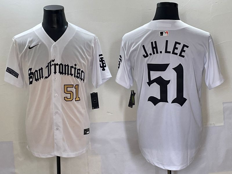 Men 2025 San Francisco Giants 51 J.H.Lee White Five generations Joint Name Nike MLB Jersey style 4